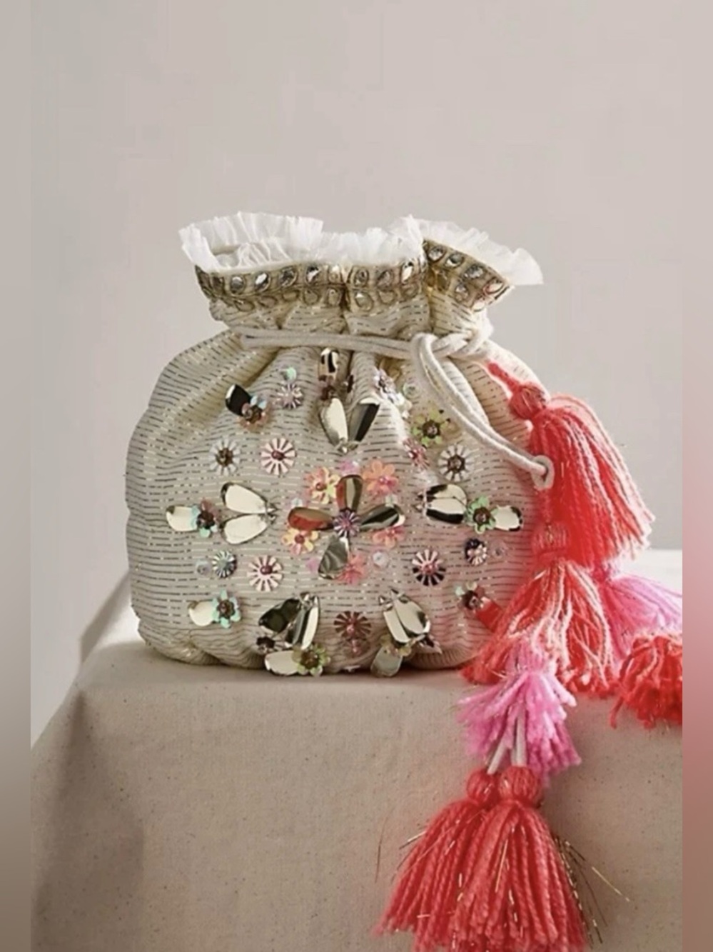 NWT Free People Seasons Sparkle Mini Gift Sack